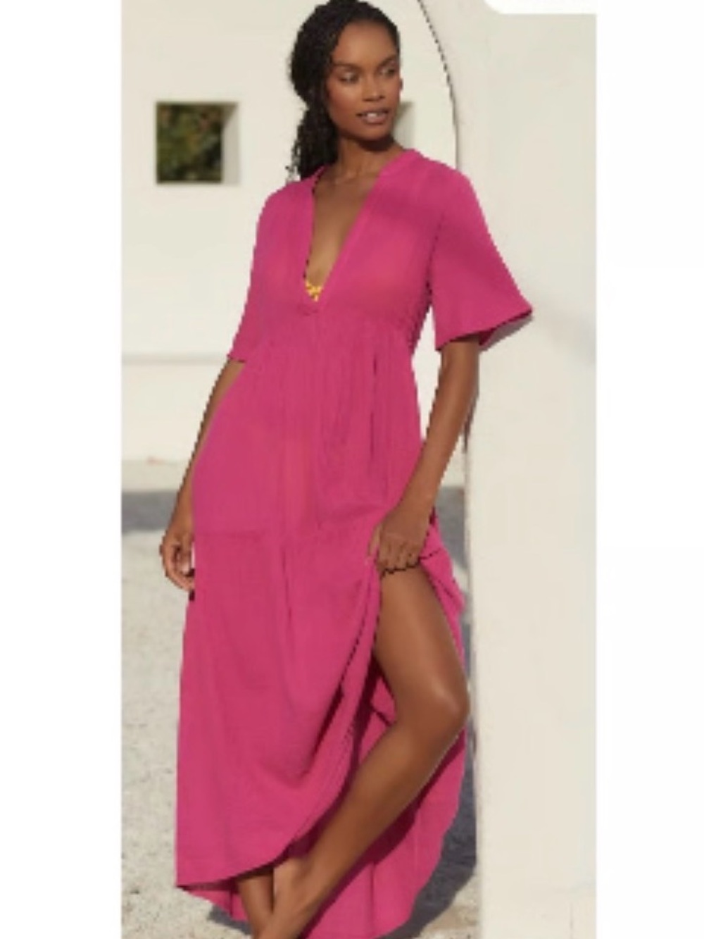 Anthropologie The Kallie Flowy Maxi
Pink Gauze Dress. Size Xsmall